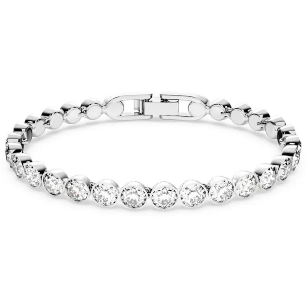 Swarovski Tennis Bracelet White Crystals, Rhodium Plated, 6.69 in